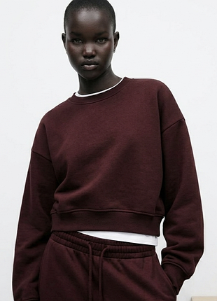 Світшот з футеру zara з асиметричним низом  р.l