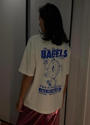 Белая оверсайз футболка another cotton new york bagels m