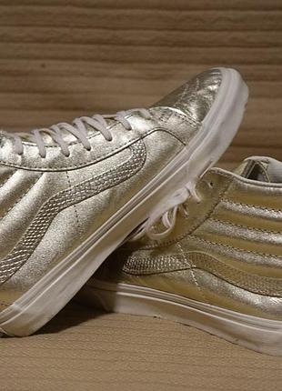 Мощные высокие золотистые кожаные кеды vans сша 39 р.( 25,2 см.)