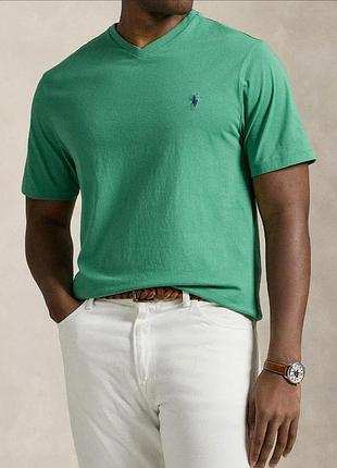 Футболка polo ralph lauren з коротким рукавом та v-подібним вирізом (s,м) бавовна-джерсі оригінал