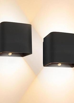 Беспроводные настенные led светильники на аккумуляторе с датчиком движения и type-c 3600 mah 3000k (черный)