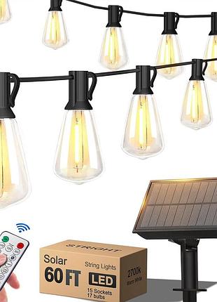 Вулична гірлянда на сонячній батареї solar string light 80ft (24м) usb з пультом ду та запасними лампами b530