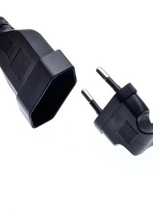 Кабель-подовжувач живлення riieyoca 220v кутовий (євровилка cee 7/16 на розетку cee 7/16), 0.3 м — компактний шнур живлення