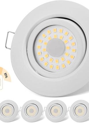 Набор точечных врезных led светильников 6 вт 4000k 220v ip44 (6 шт) - врезные светодиодные споты для потолка, нейтральный белый св
