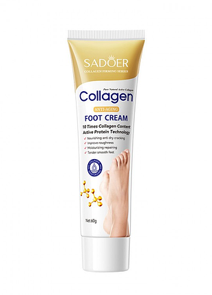 Питательный крем для ног с коллагеном sadoer collagen anti-aging foot cream, 60г