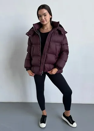 Бордовий зимній пуховик eva classic