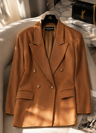 Guy laroche люксовое винтажное пальто-жакет из шерсти и кашемира, 44 f, made in gte