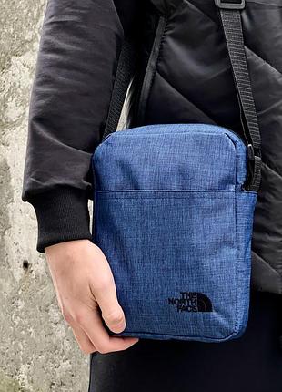 Сумка через плечо спорт the north face, борсетка tnf синий меланж