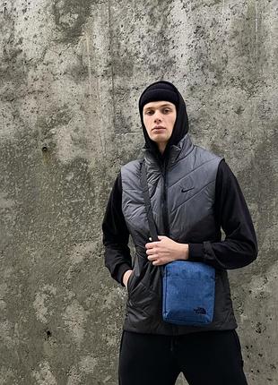 Сумка через плечо спорт the north face, борсетка tnf синий меланж 2