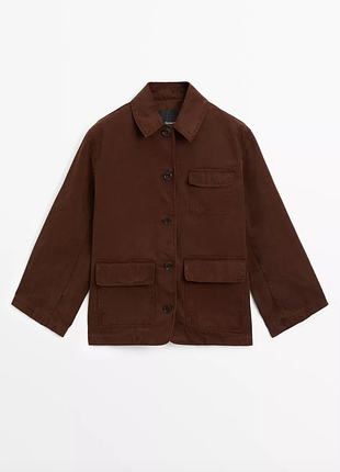Хлопковая рабочая куртка с карманами massimo dutti кирпичный цвет