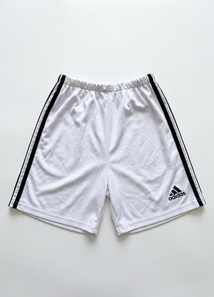 Дитячі спортивні шорти adidas, білі з чорними смужками, розмір 164 (на зріст ~164 см, 13-14 років)