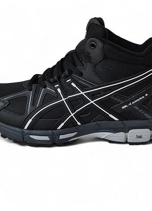 Asics gel kahana 8 black white черные с белым, мех