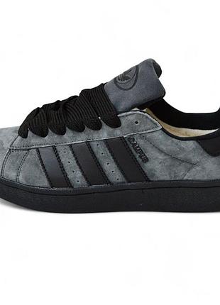 Adidas campus gray black серые с черным, мех 43