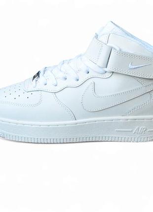 Nike air force 1 mid white белые, мех 36