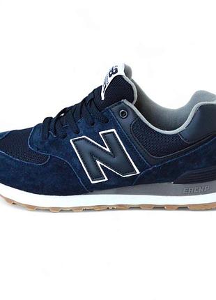 New balance 574 blue синие, кожаная n 41