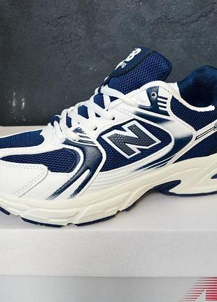 New balance 530 white blue белые с синим