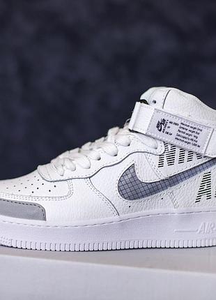 Nike air force 1 mid lv8 white gray білі з сірим