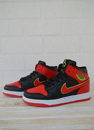 Nike air jordan black red черные с красным
