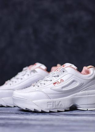 Fila disruptor white pink белые с розовым
