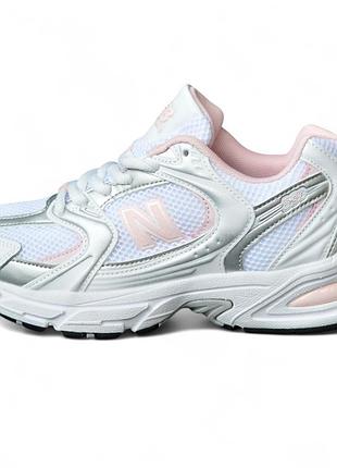 New balance 530 white pink белые с розовым 38