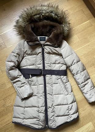 Пальто пуховик zara  m пух
