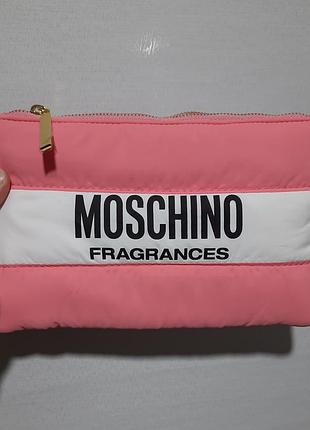 Новая косметичка moschino бело-розовый текстиль 24 на 15
