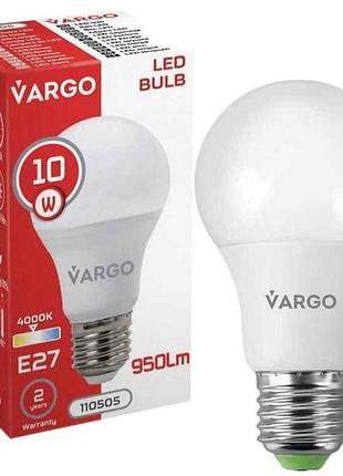 Лампа светодиодная 10w e27 4000k a60 220v (v-110505) тм vargo