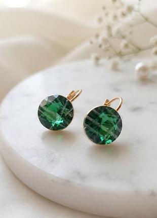 Сережки з кристалом swarovski, медичне золото, xuping