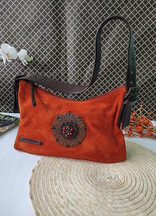 Винтажная замшевая кожаная сумка coccinelle