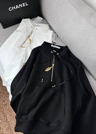 Останні ❗️худі чорний білий коричневий schiaparelli золота застібка без коміру