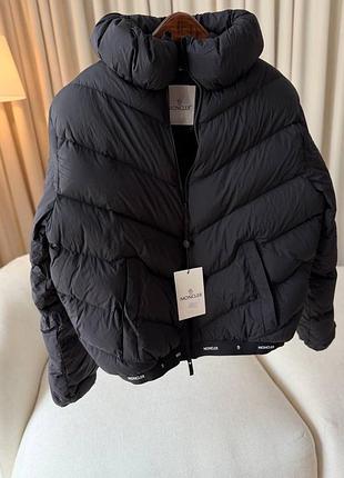 Куртка moncler чорна дутик з коміром та резинкою