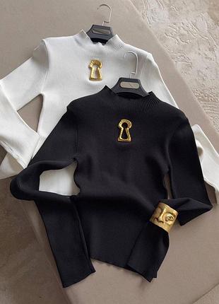 Лонгслів schiaparelli чорний кофта з ключиком на декольте подовжені рукава