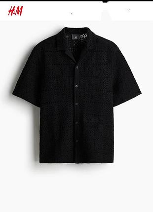 Сорочка чоловіча  чорна кроше в'язанаh&m 911