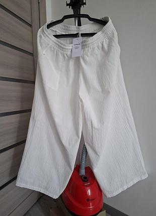 Брюки белые 4xl shein хлопок палаццо широкие