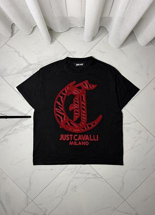 Чорна брендова футболка just cavalli milano