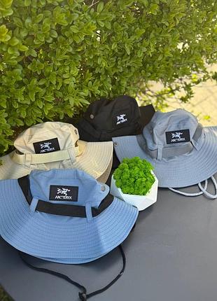 Панама/капелюх arcteryx нейлонова на утяжках чорна, бежева, сіра, синя one size