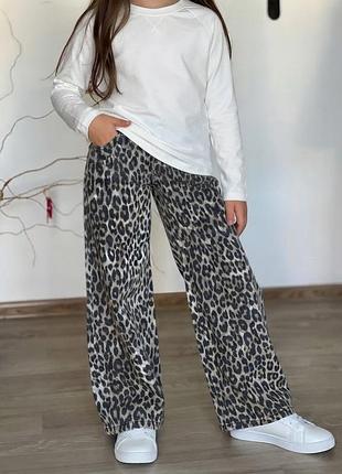 Джинси для дівчинки вайд лег лео джинси zara, джинси леопардові зара