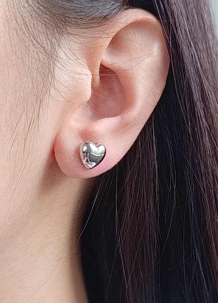 Сережки-пусети срібні "сердечки" ear362-б