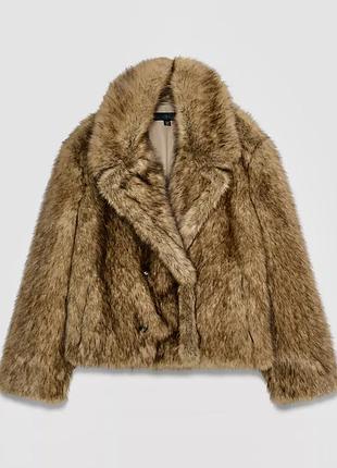 Коричнева коротка шуба zara🤎