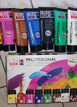 Набор художественных акриловых красок marabu creabox professional 8 цветов по 100 мл