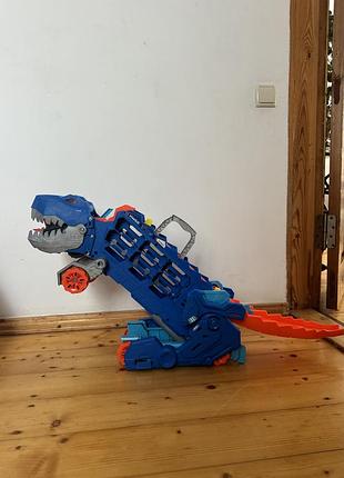 Мега-транспортер hot wheels city ti-рекс 2 в 1