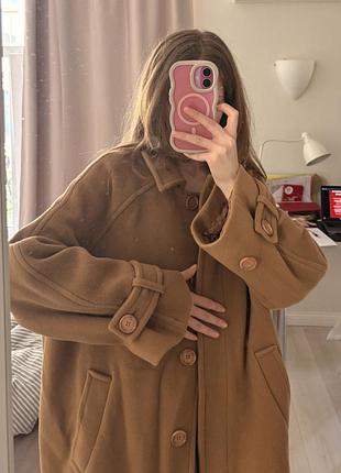 Пальто жіноче h&m, кемел, вовняне