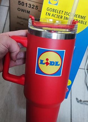 Ізотермічний кухоль lidl об’ємом приблизно 1,2 л , термокружка,червона