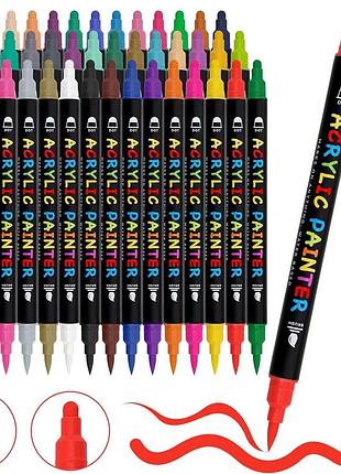 Акрилові маркери двосторонні tesquio acrylic painter 42 кольори (пензель 0.5-5мм та крапчастий наконечник dot tip 3мм) для малюван