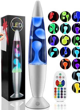Декоративная лава-лампа (lava lamp) с rgb подсветкой и пультом ду 34 см серебристая