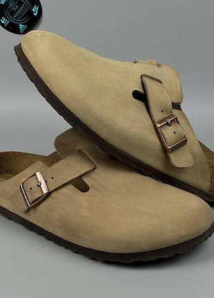 Birkenstock boston сабо шлепанцы шлепки босоножки биркеншток кожаные сандали сланцы вьетнамки черевики сандалії шкіряні тапки тапочки кожа нубук