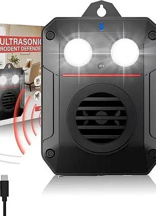 Ультразвуковой отпугиватель грызунов, кустей и мышей ultrasonic rodent defender ur06 (ip65, type-c / 4xaa / 12v-24v)