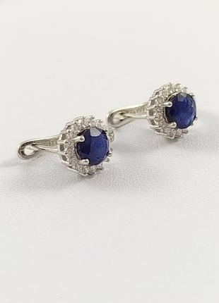 Серебряные серьги с сапфиром с4500/м-сф
