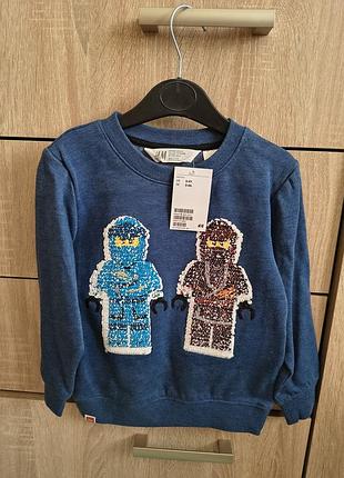Детский свитшот кофта теплый ninjago lego ниндзяго h&amp;m р.98/104,рисунок меняется как на фото.