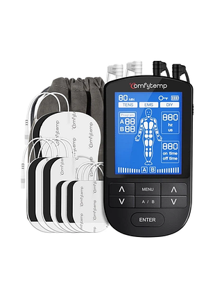 Масажер м'язовий електростимулятор для тіла tens & ems k6106 чорний comfytemp